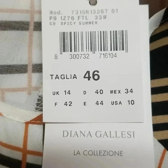 {Diana Gallesi} Italian Designer "Spicy Summer" Mixed Print Plaid Belted - Picture 11 of 14